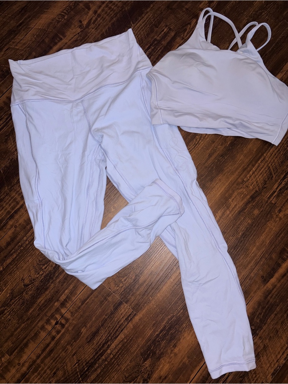 Women’s White High-Waist Leggings & Strappy Sports Bra Set